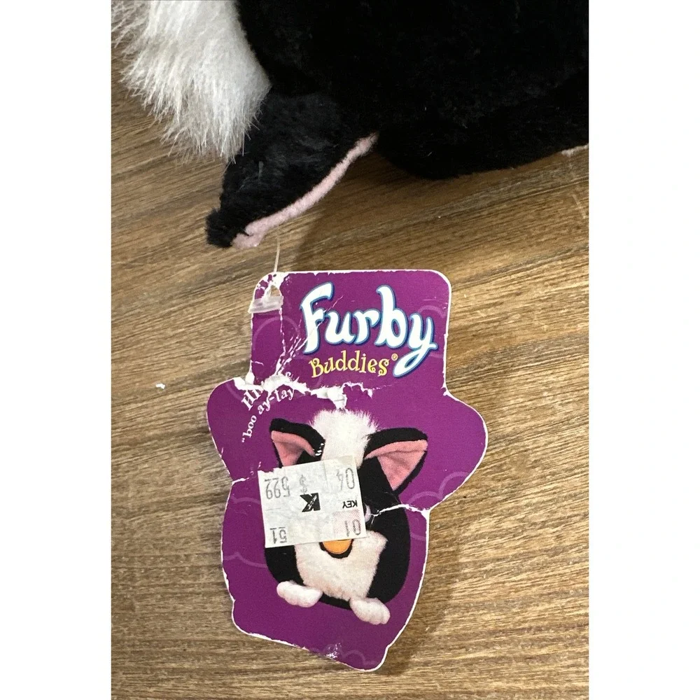 Vintage 1999 Furby Buddies Black‎ White No Hungry Beanbag Plush Tag 70-700 NWT
